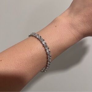 NWT Diamonique Elegant Silver Tennis Bracelet
